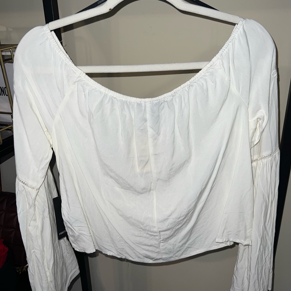 Forever 21 Linen Woven Blouse, cream/ivory color, size Large - Picture 2 of 4